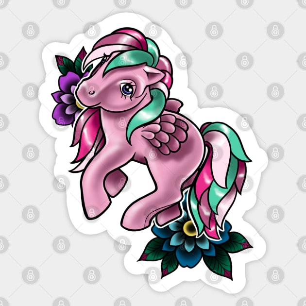 Pink Pony Power Sticker by Huldra Tattoo